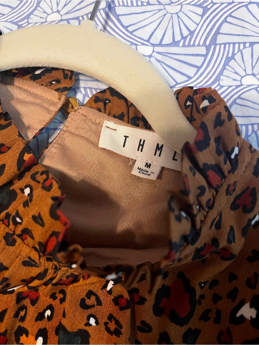 THML Brown Leopard Print Ruffle Sleeve Dress - Picture 3 of 3